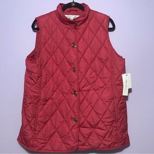 KENNETH COLE LIGHT WINE COLORED QUILTED BUTTON DOWN VEST